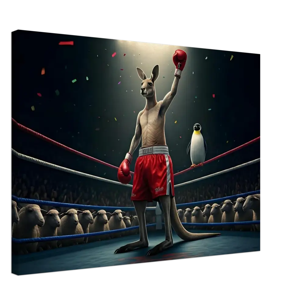 Victorious Boxing Kangaroo Wall Art for Outback Undisputed Canvas by PixiOnyx