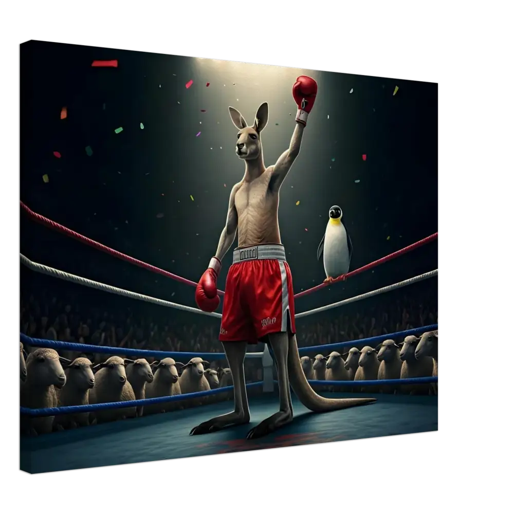 Anthropomorphic kangaroo boxer wall art from Outback Undisputed Canvas by PixiOnyx