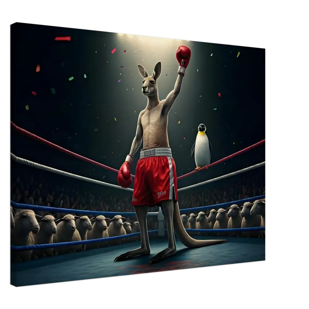 Victorious Kangaroo Boxer Wall Art for Outback Undisputed Canvas by PixiOnyx