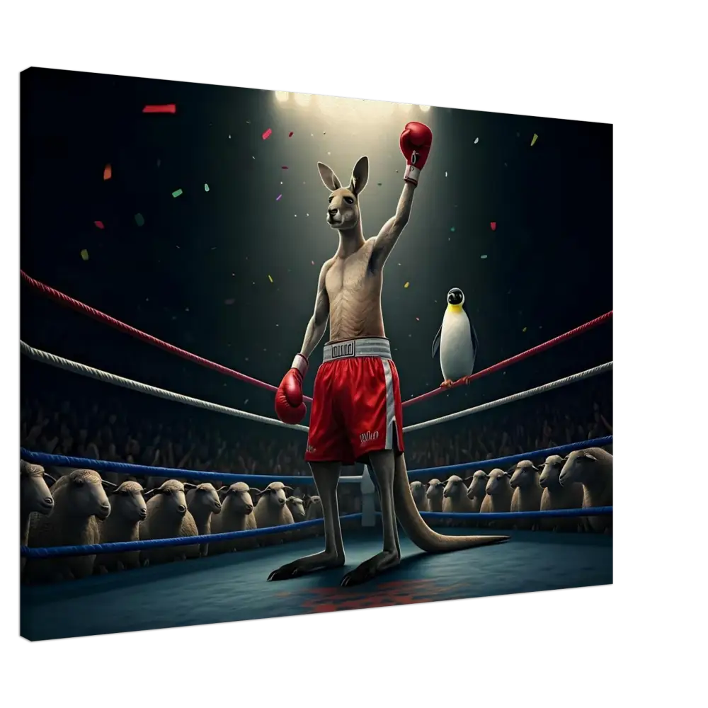 Victorious Kangaroo Boxer Canvas Wall Art for Outback Undisputed Knockout Decor