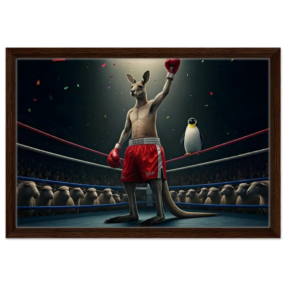 Framed boxing kangaroo victory canvas in Outback Undisputed Victory Showcase by PixiOnyx