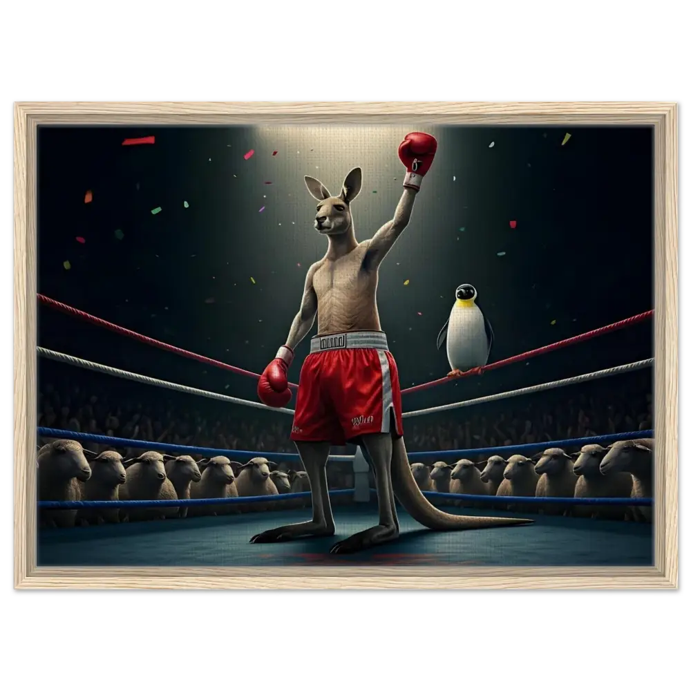 Framed Kangaroo Boxer Victory Canvas from Outback Undisputed PixiOnyx Showcase