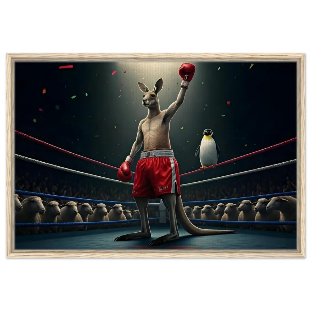 Framed boxing kangaroo victory canvas from Outback Undisputed Victory Showcase