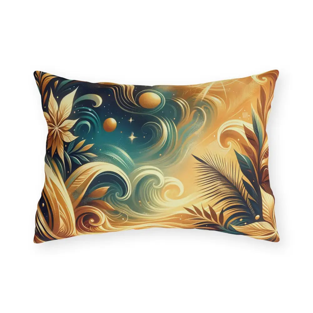 Decorative lumbar pillow with tropical fantasy design for Cosmic Patio Cushion outdoor decor