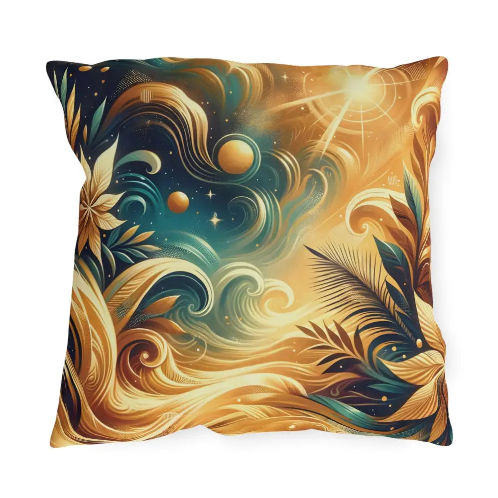 Decorative square outdoor pillow from PixiOnyx Nebula Bloom Cascade collection