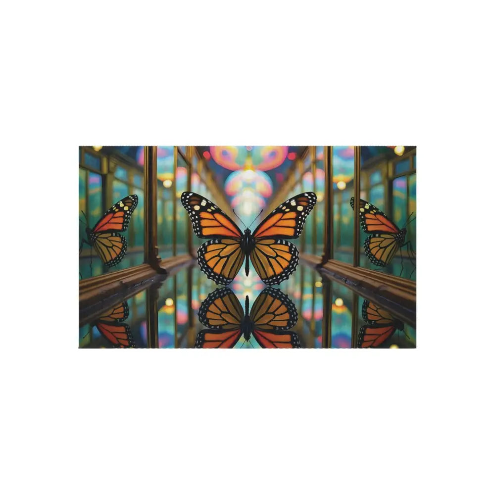 Outdoor Rug Butterfly Reflection art for Garden Decor by PixiOnyx Gardencore Mat