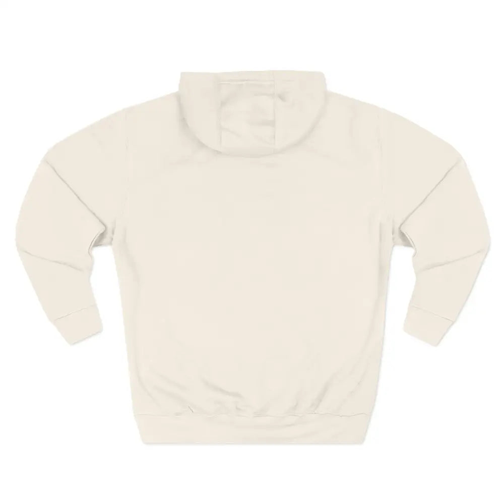 Plain cream-colored cozy fleece hoodie with long sleeves and ribbed hem for ultimate comfort