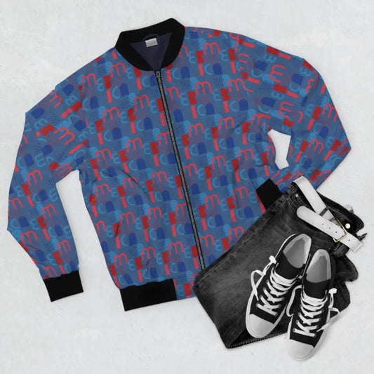 Patterned bomber jacket with patriotic Americana design in Navy colorway for men