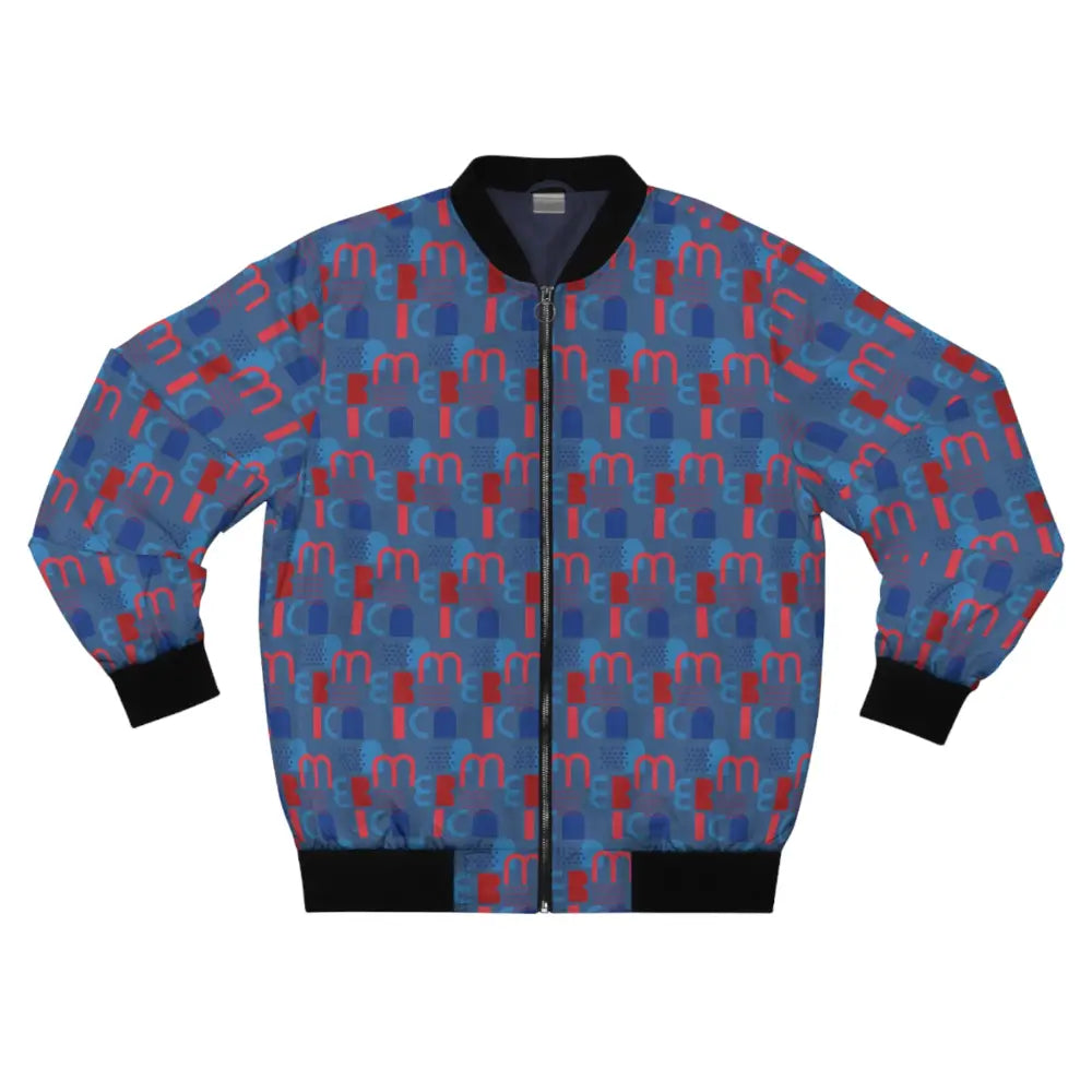 Patterned Navy Bomber Jacket with Americana Abstract design for men by PixiOnyx