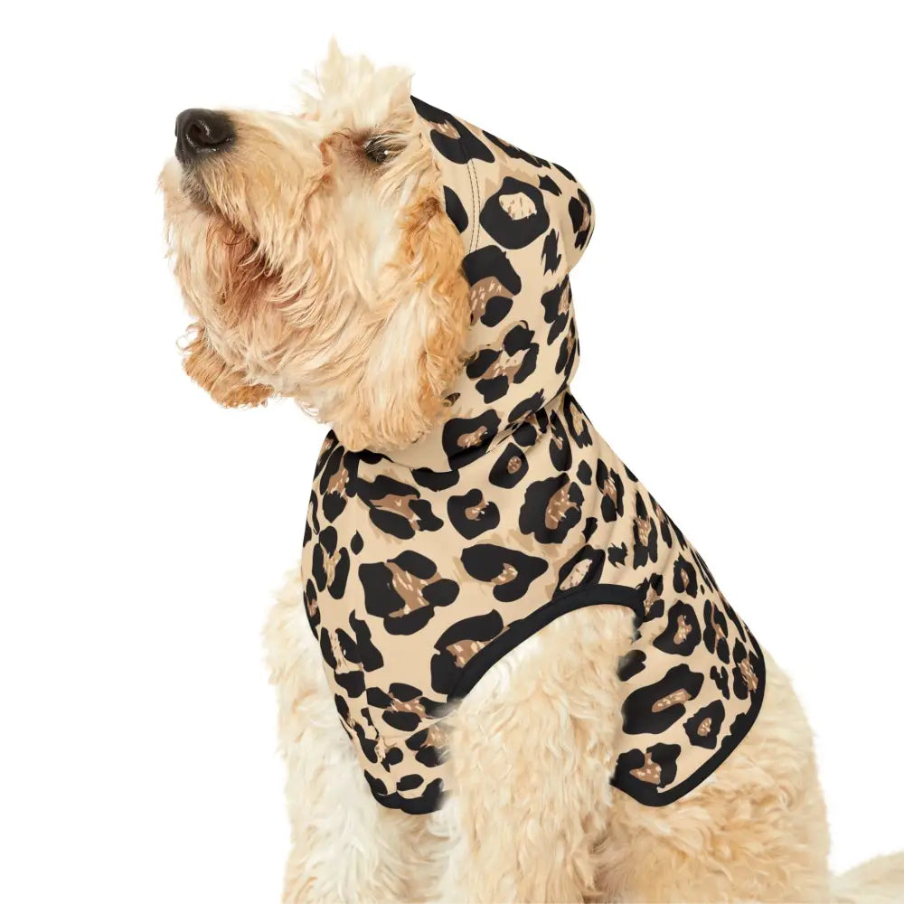 Leopard print dog hoodie from PixiOnyx Luxe Creaturewear Pet Hoodie Wild Leopard Swagger