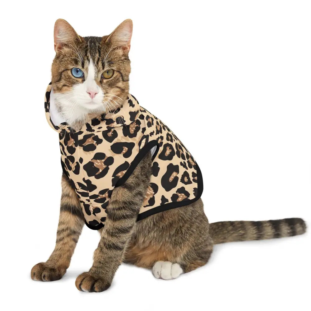 Leopard print cat hoodie from Pet Hoodie Wild Leopard Swagger PixiOnyx Luxe Creaturewear