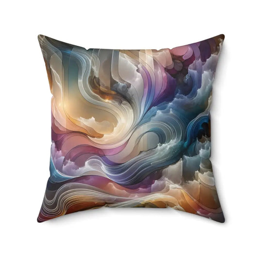 Abstract patterned throw pillow from Celestial Layer Flux PixiOnyx Cosmic Cushion line