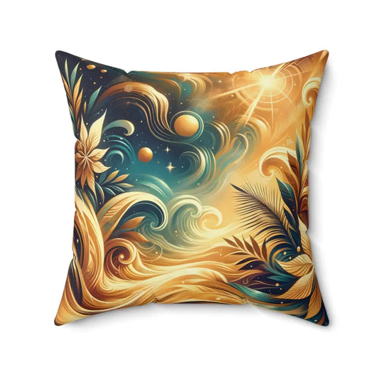Decorative throw pillow from Pillow Nebula Bloom Cascade PixiOnyx Celestial Floral Cushion