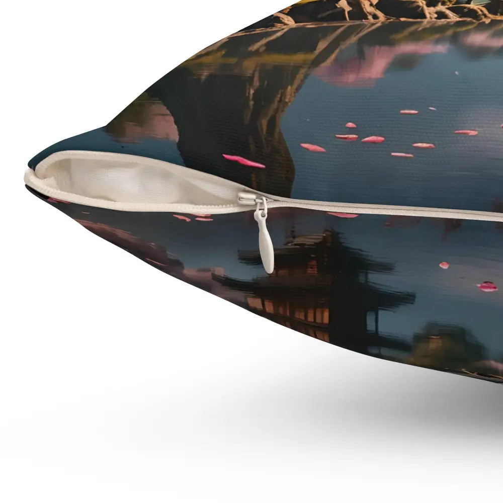 Decorative pillow with Japanese landscape print from PixiOnyx Zen Garden Accent collection