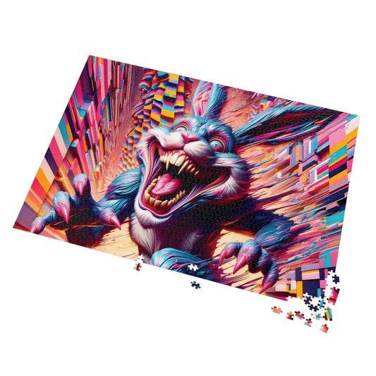 Creepy rabbit puzzle from Pixel Panic Premium Jigsaw Puzzle Psycho Cottontail Quartet