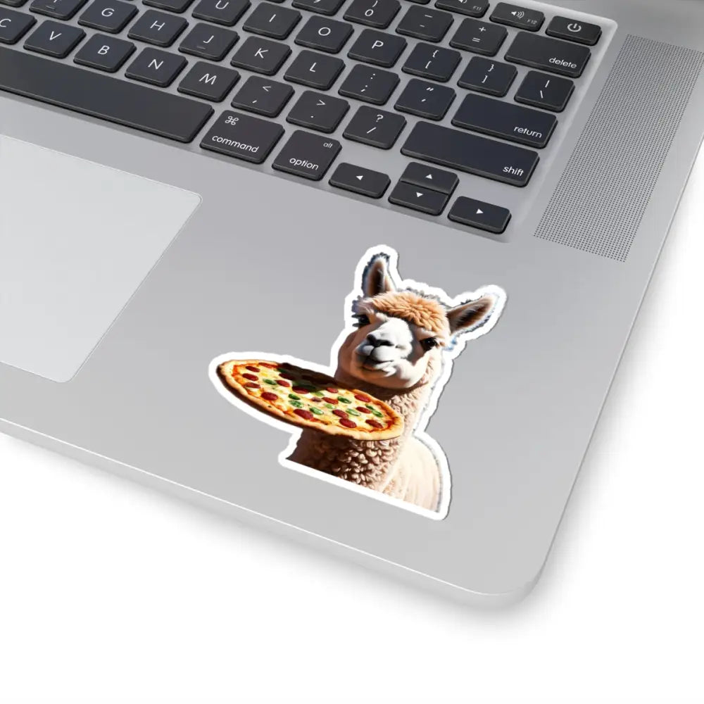 Alpaca sticker holding pizza for Pizza Courier Llama vinyl decal product