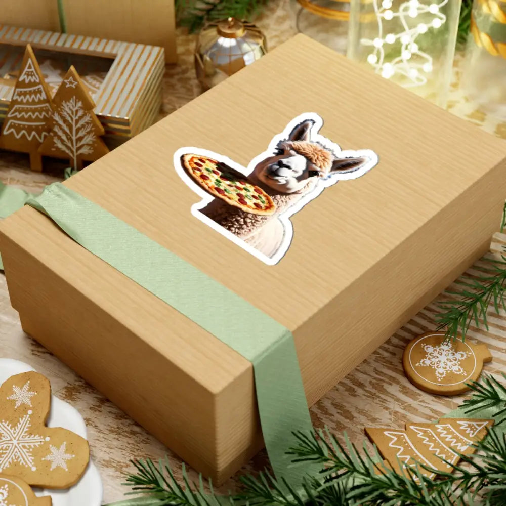 Gift box with Alpaca Pizza Sticker from Pizza Courier Llama Vinyl Decal