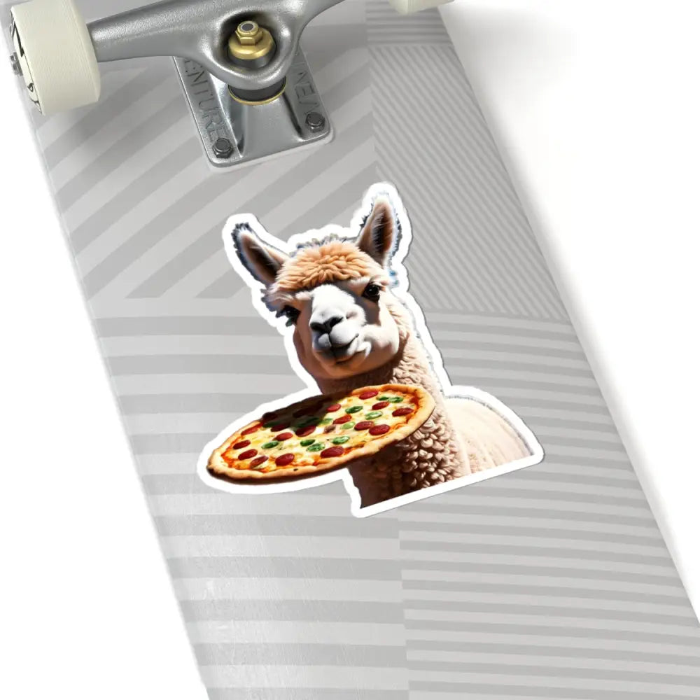 Llama holding pizza sticker for Pizza Courier Llama vinyl decal on PixiOnyx