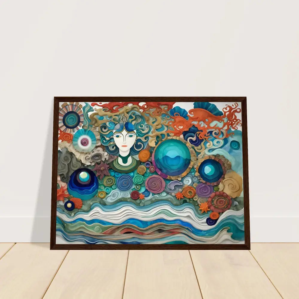 Framed ocean-themed artwork on premium matte paper in wooden frame for coastal decor