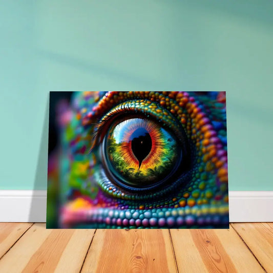 Colorful chameleon eye print on premium matte paper wooden framed poster