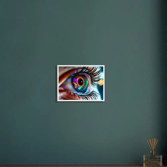 Framed cosmic iris eye art poster on premium matte paper wooden frame