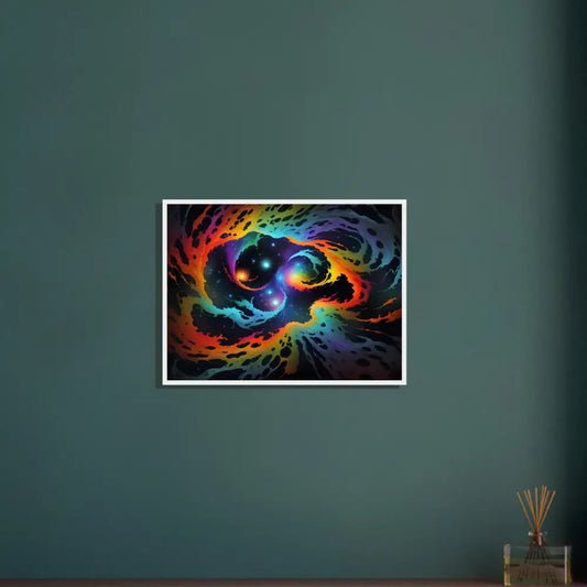 Framed rainbow nebula abstract art on Premium Matte Paper Wooden Frame Cosmic Tides Poster
