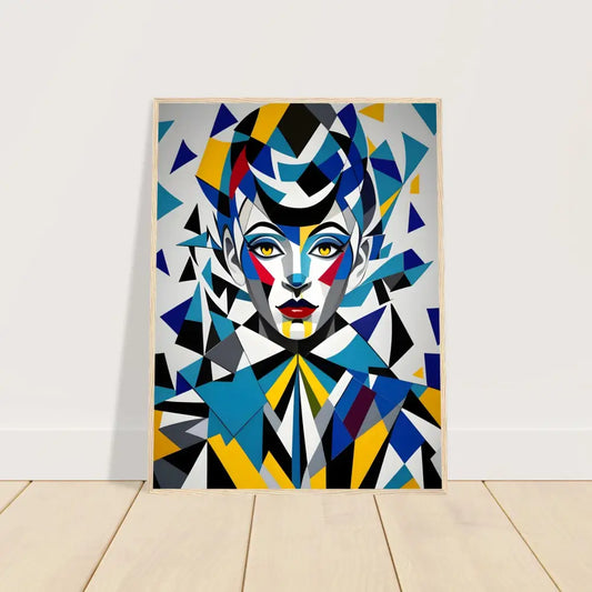 Abstract geometric portrait art on premium matte paper wooden framed poster from PixiOnyx Modern Collection