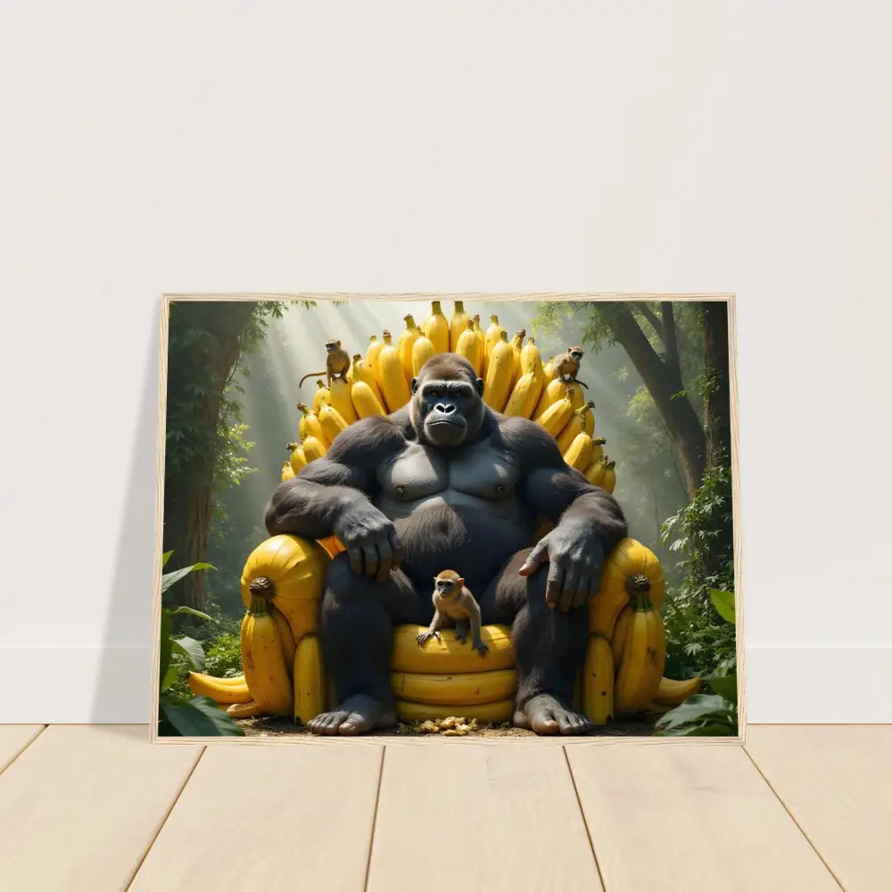 Framed Gorilla on Banana Throne poster in Premium Matte Paper Wooden Frame