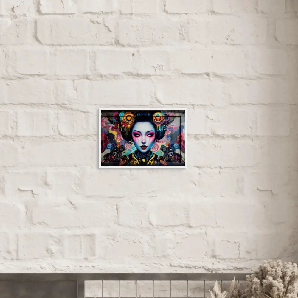 Framed geisha art print on premium matte paper in a wooden frame by PixiOnyx Urban Circuit