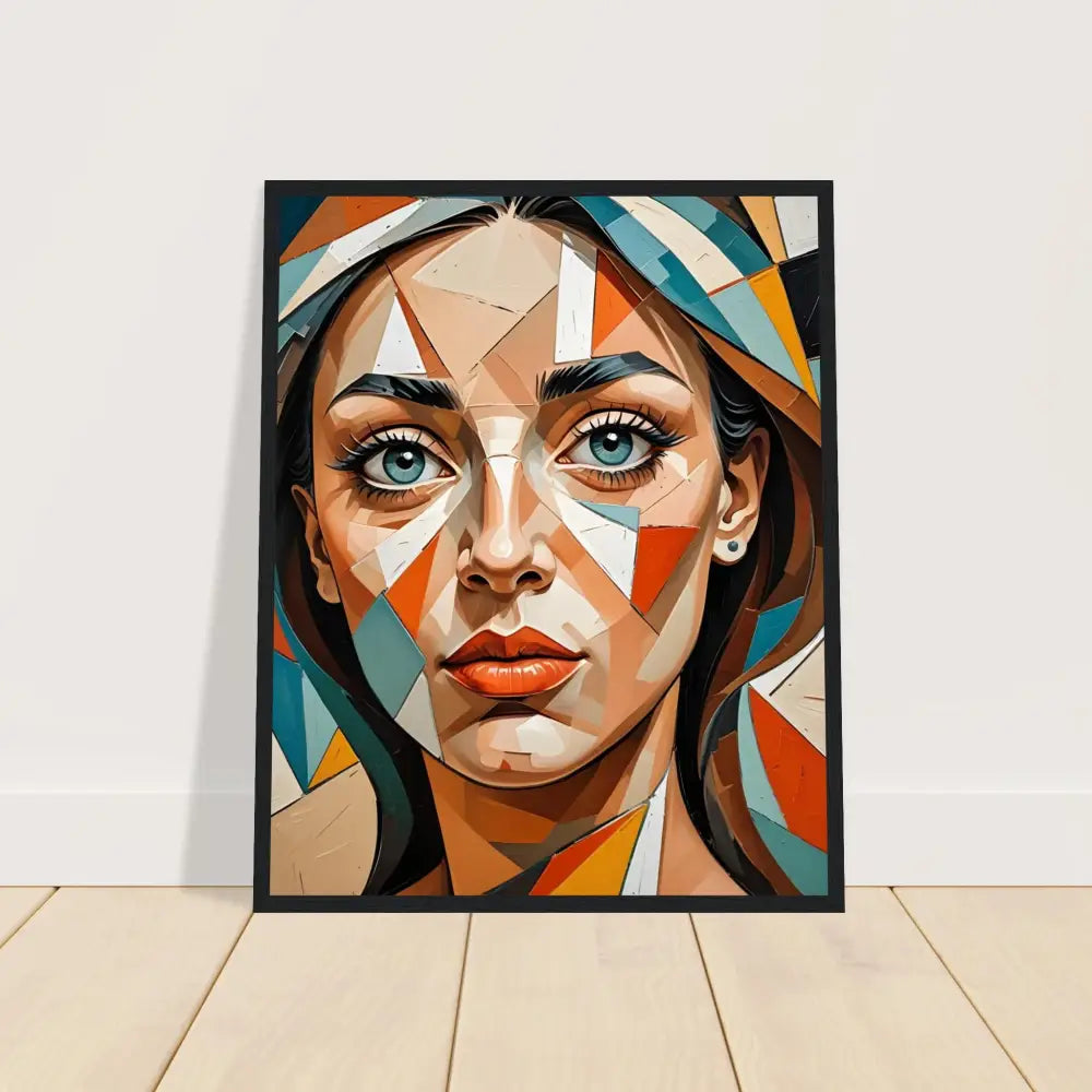 Geometric portrait framed on premium matte paper wooden display PixiOnyx Dreamscape