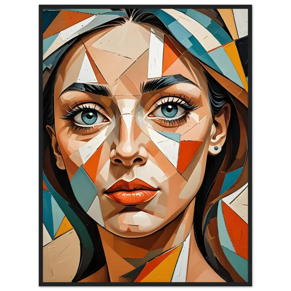 Abstract geometric portrait on Premium Matte Paper Wooden Framed Poster by PixiOnyx