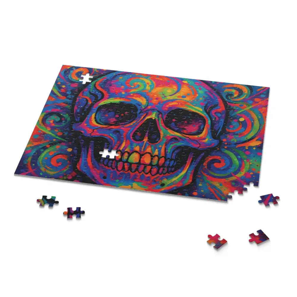 Colorful Skull Jigsaw Puzzle from PixiOnyx featuring vibrant, psychedelic design
