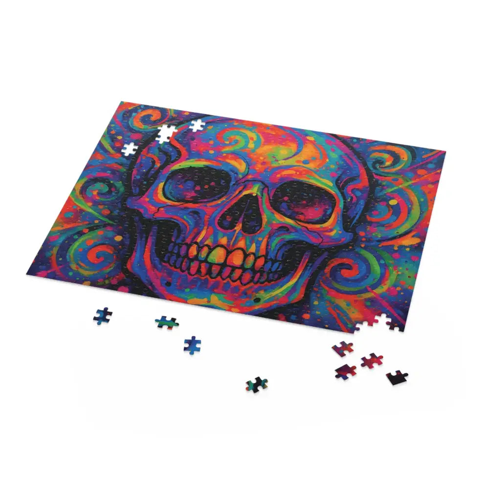 Colorful skull jigsaw puzzle from Psychedelic Skull Jigsaw Puzzle – Vibrant Challenge by PixiOnyx