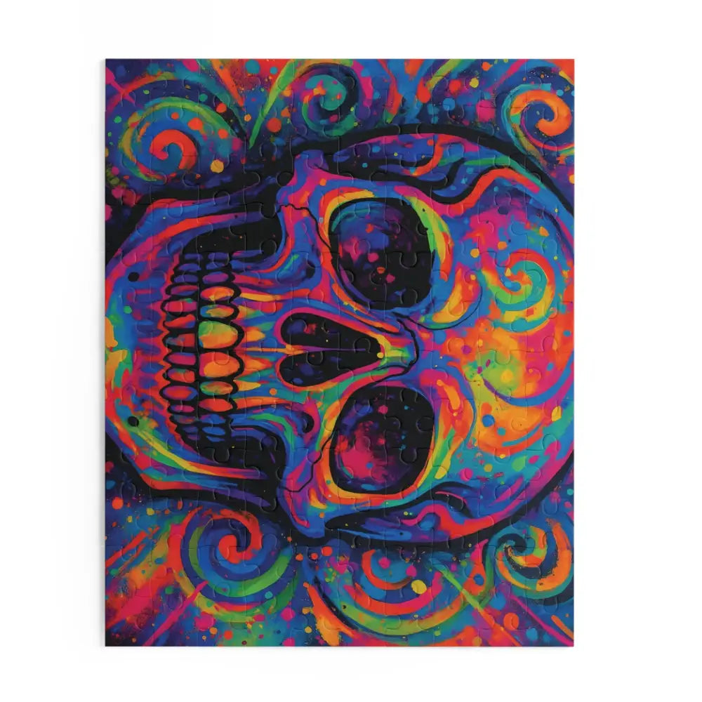 Colorful skull jigsaw puzzle from Psychedelic Skull Jigsaw Puzzle – Vibrant Challenge by PixiOnyx