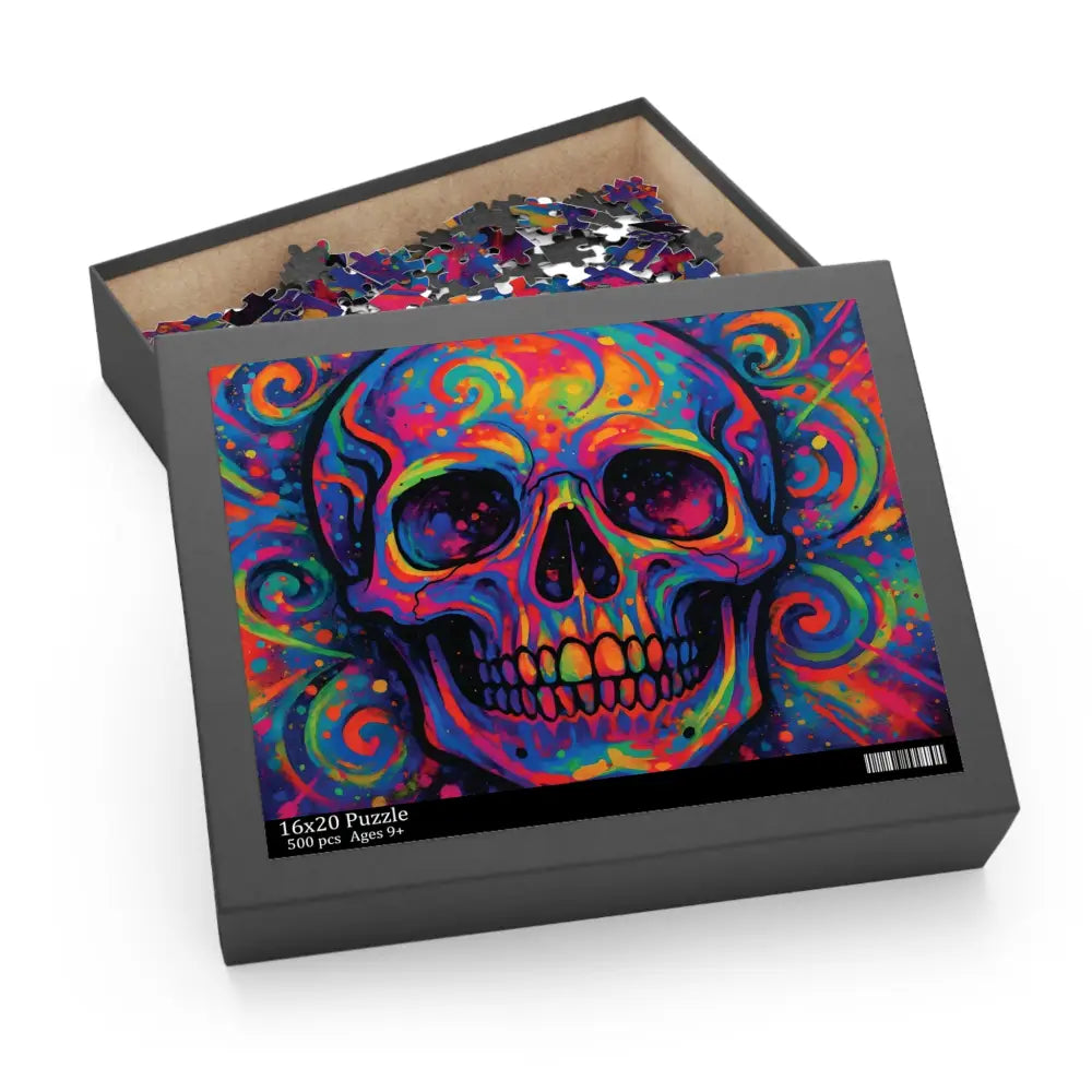 Colorful skull jigsaw puzzle from PixiOnyx Psychedelic Skull Jigsaw Puzzle Vibrant Challenge
