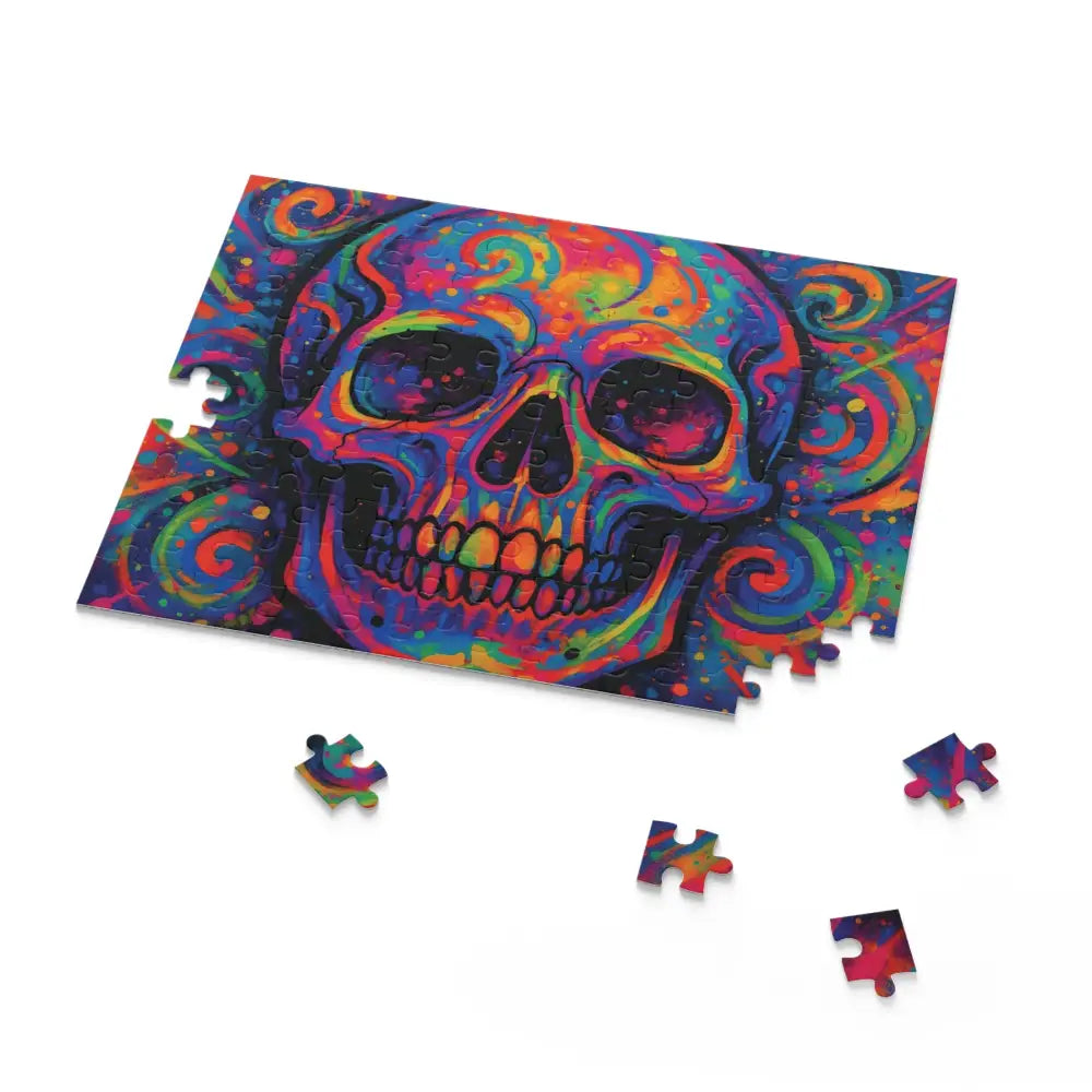 Colorful skull jigsaw puzzle from Psychedelic Skull Jigsaw Puzzle – Vibrant Challenge by PixiOnyx