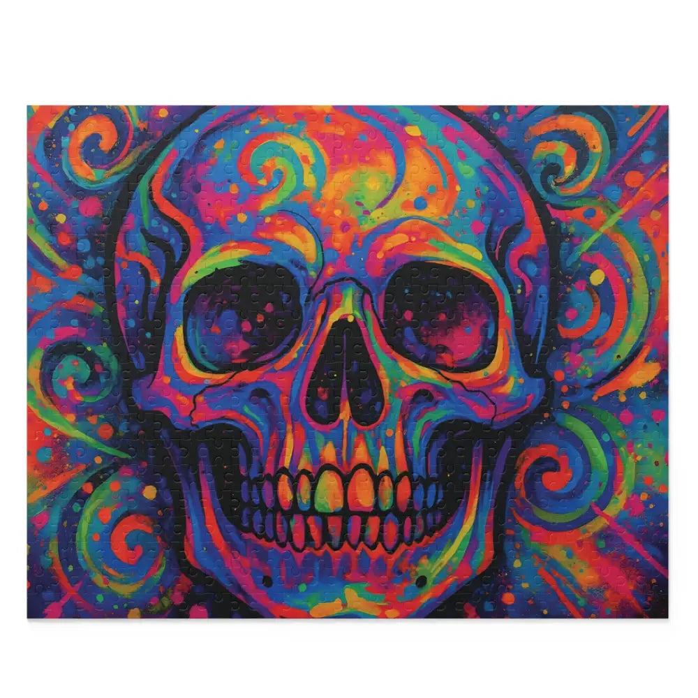 Colorful skull jigsaw puzzle with vibrant psychedelic design by PixiOnyx