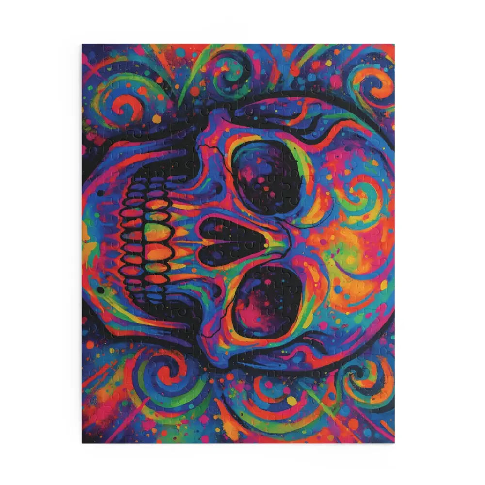 Colorful skull jigsaw puzzle artwork from Psychedelic Skull Jigsaw Puzzle – Vibrant Challenge at PixiOnyx