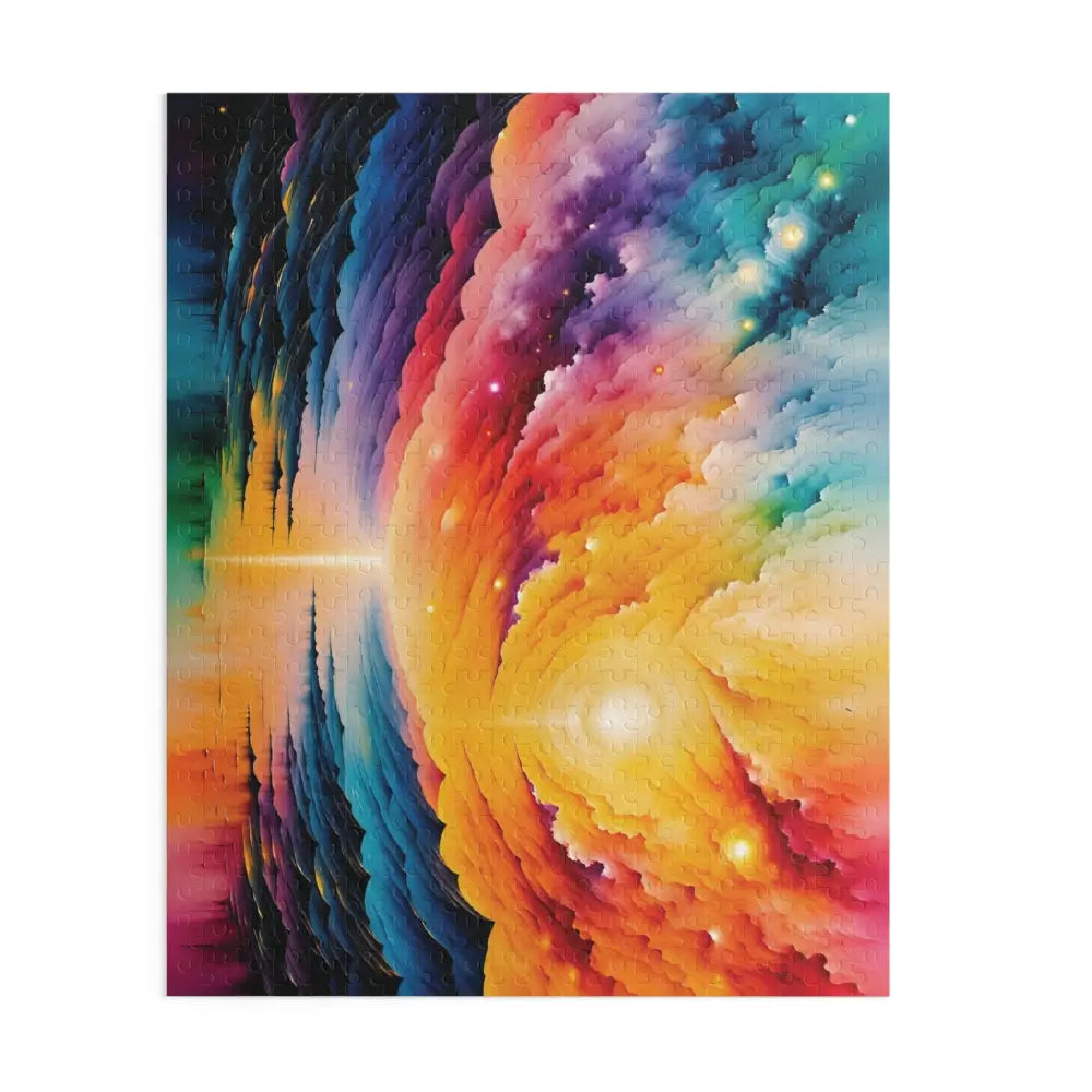 Radiant Horizon abstract painting with swirling clouds and glowing lights by Honson Ventures Limited