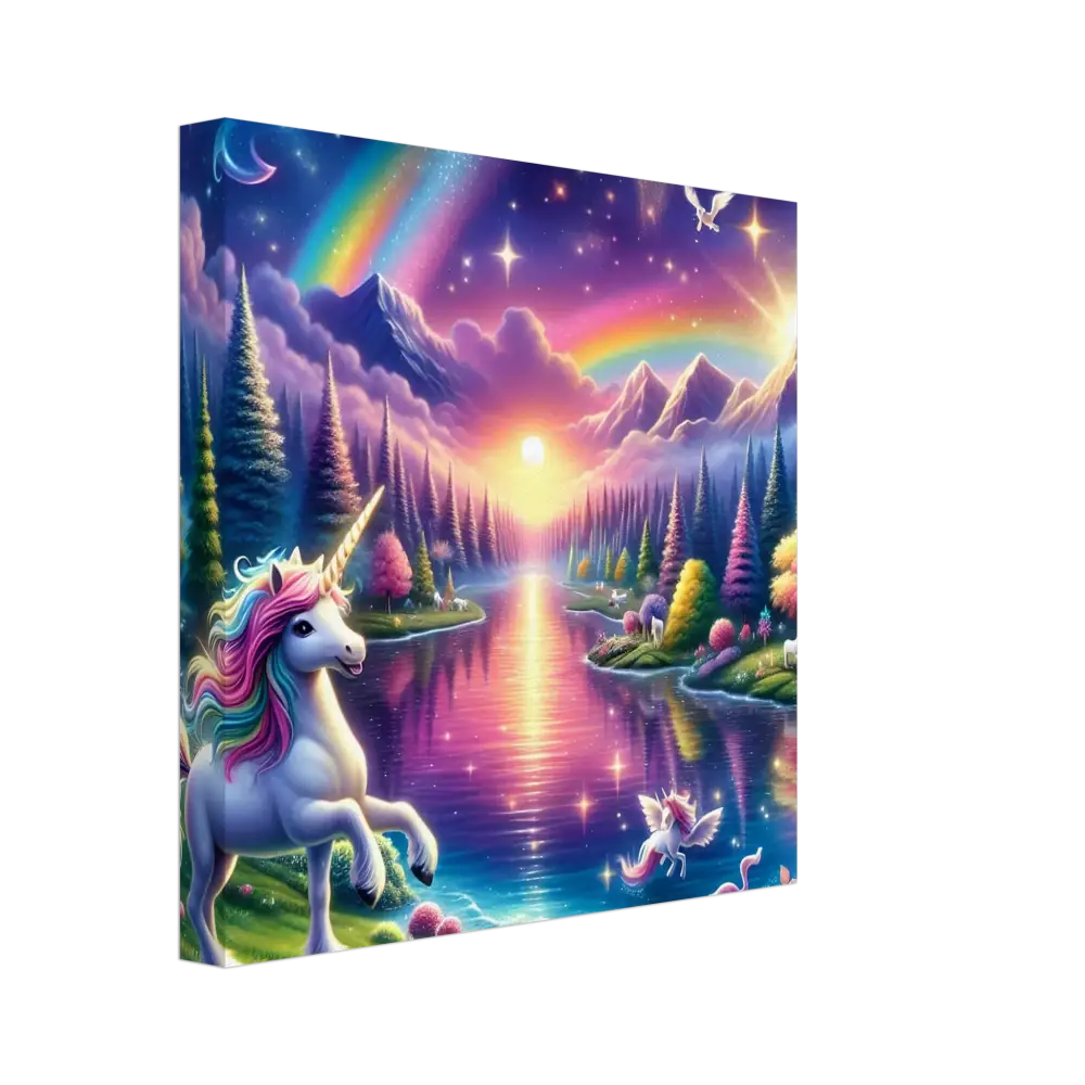 Colorful magical unicorn canvas art for vibrant Wall decor from PixiOnyx Exclusive