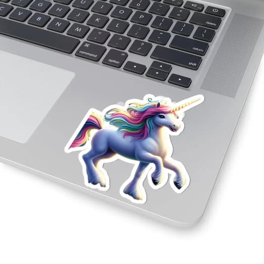 Rainbow unicorn sticker with rainbow mane for laptops and gifts by PixiOnyx