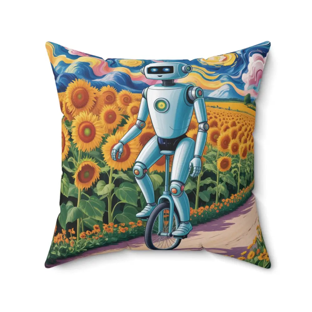 Decorative robot sunflowers pillow cover for home decor and easy care instructions