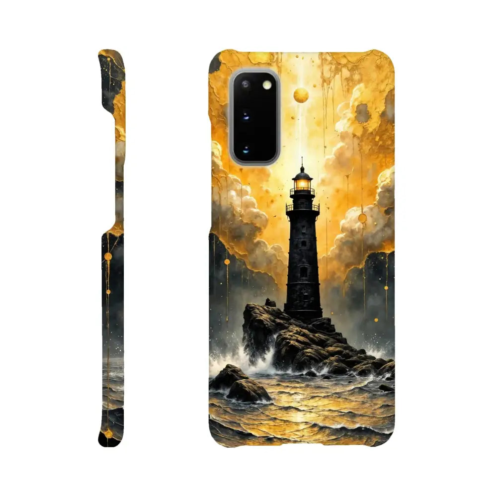 Ultra-sleek Samsung case with slip surreal elegance featuring lighthouse stormy sea design