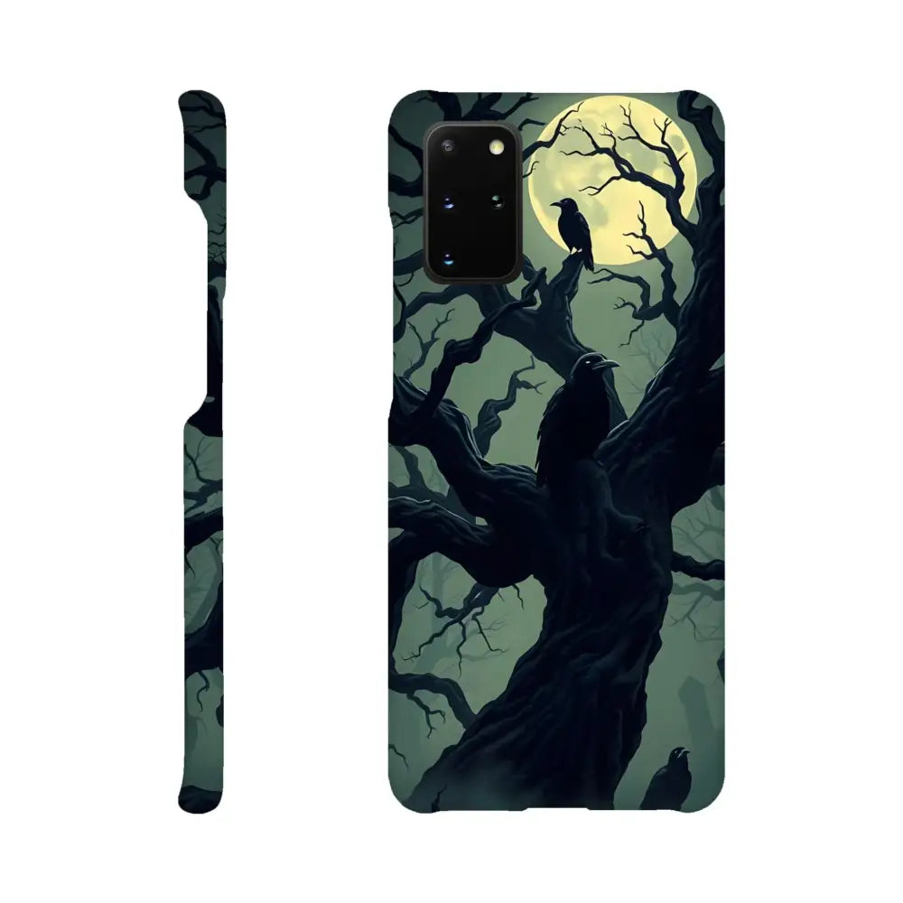 Raven-themed Samsung Slim Case from PixiOnyx Phantom Grip Series featuring Crooked Moon art