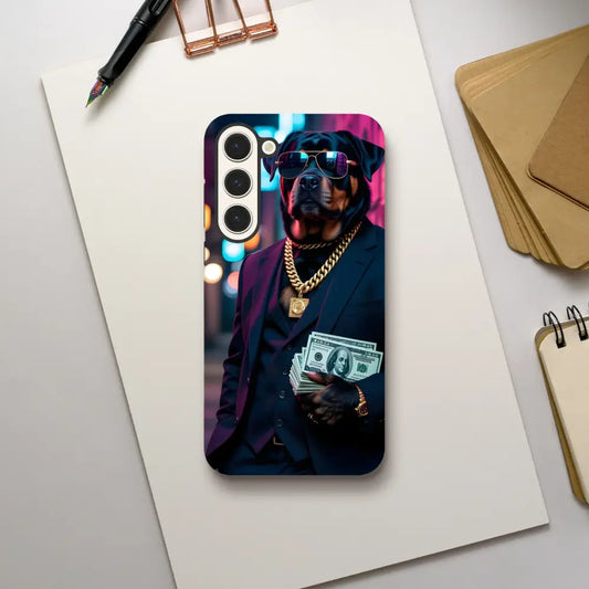 Samsung Tough Case Kingpin K9 with a dog in a suit for stylish phone protection