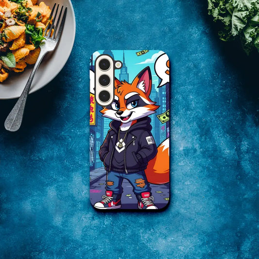 Cartoon fox phone case on Samsung Tough Case Street Hustle Fox PixiOnyx Alley Edge