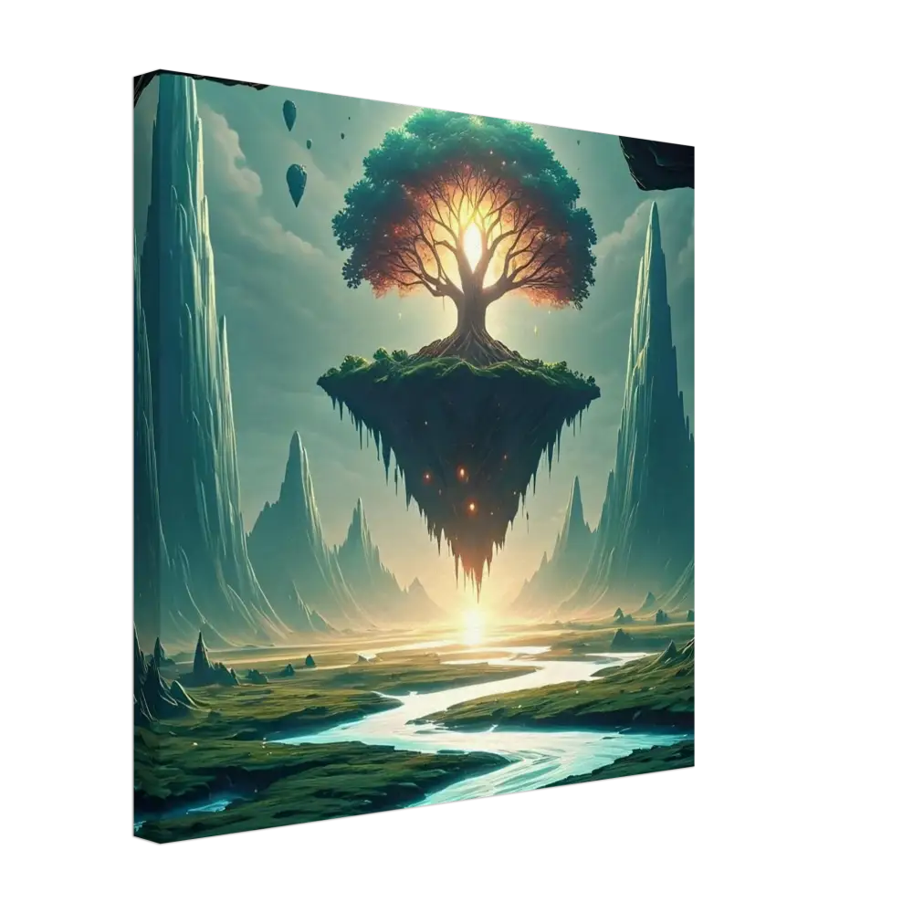 Fantasy landscape canvas art from Sanctuary of the Skyroot Floating Realm Series by PixiOnyx