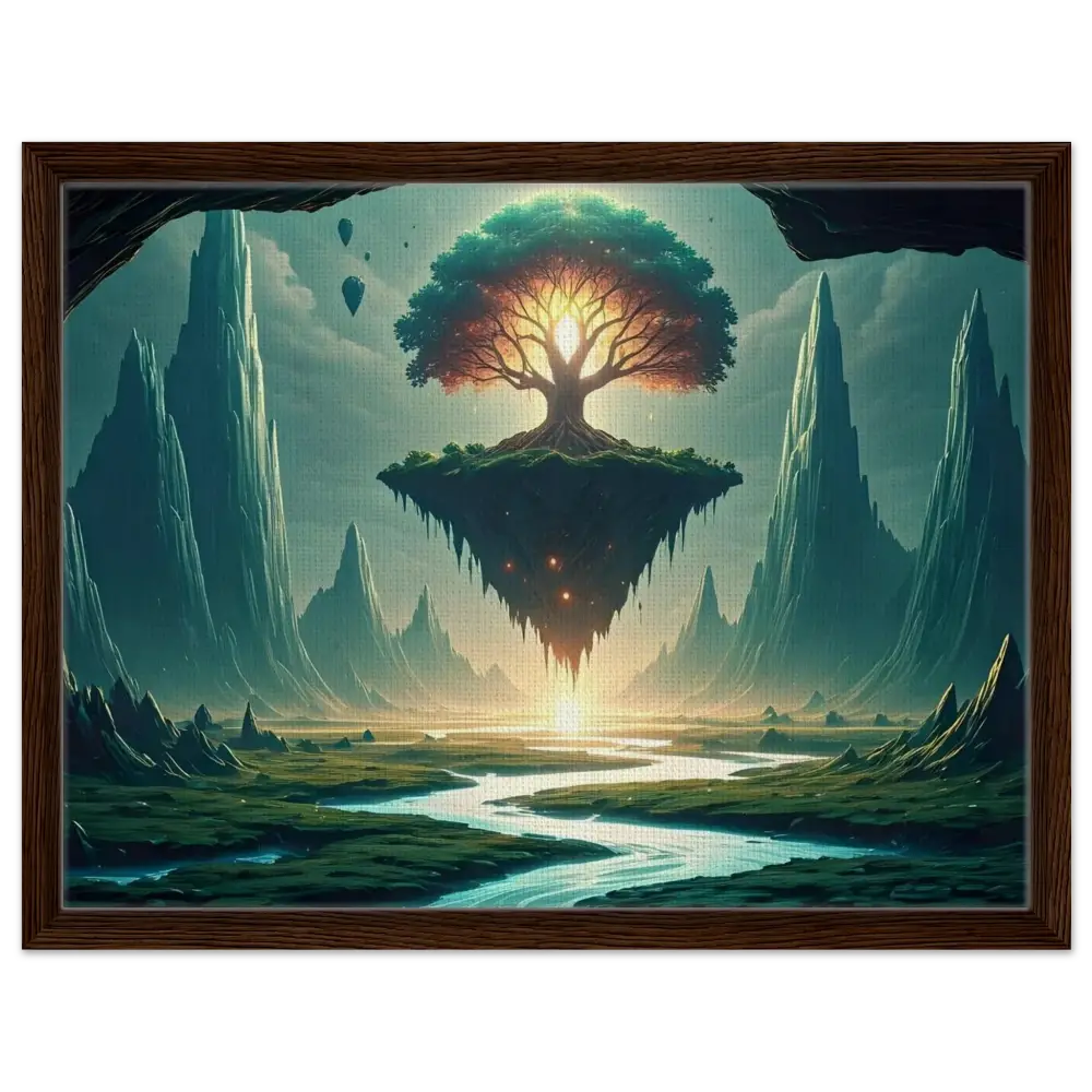 Framed fantasy landscape painting from Sanctuary of the Skyroot Canvas Wall Display