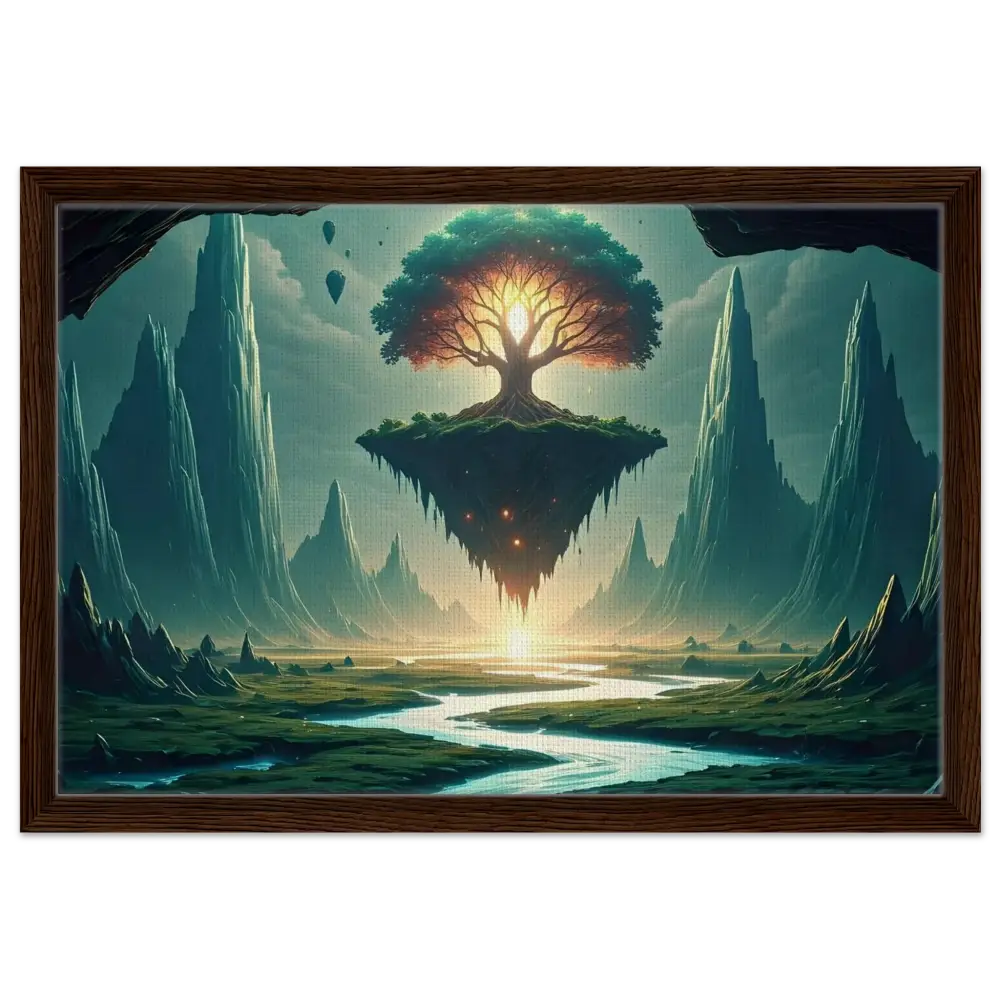Framed fantasy landscape painting for Sanctuary of the Skyroot Celestial Wall Display