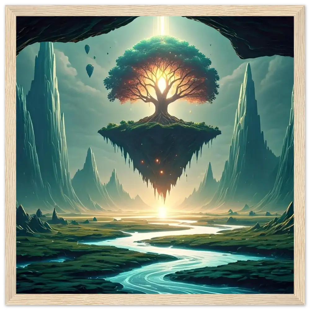 Framed fantasy landscape with floating tree from Sanctuary of the Skyroot Ethereal Edition